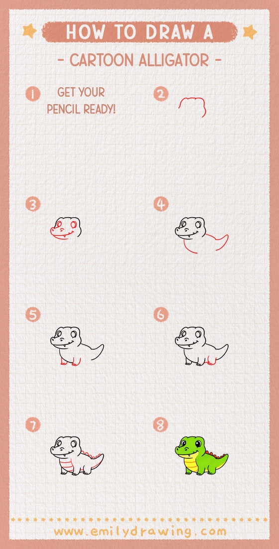 how to draw a cartoon alligator pinterest pin